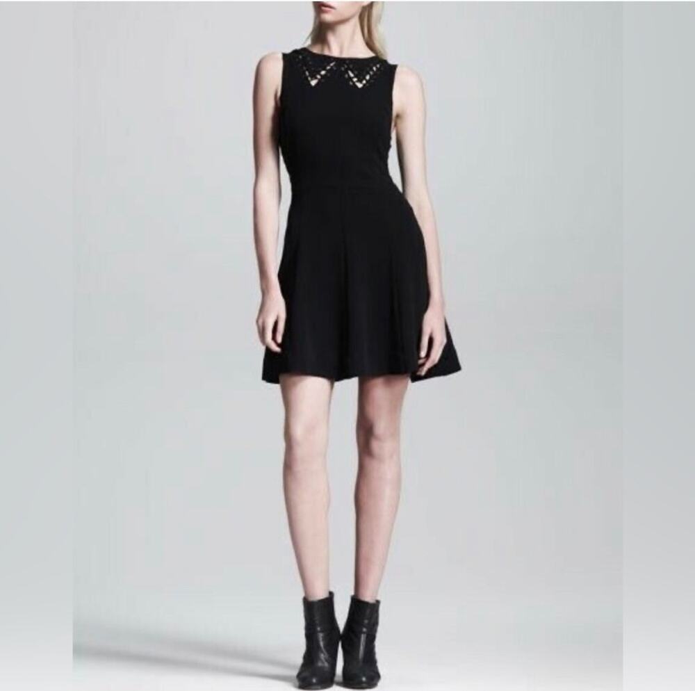 Rag & Bone Lillian Dress Black Gothic Grunge Lace Up Sides Cutout Collar 2 Mini